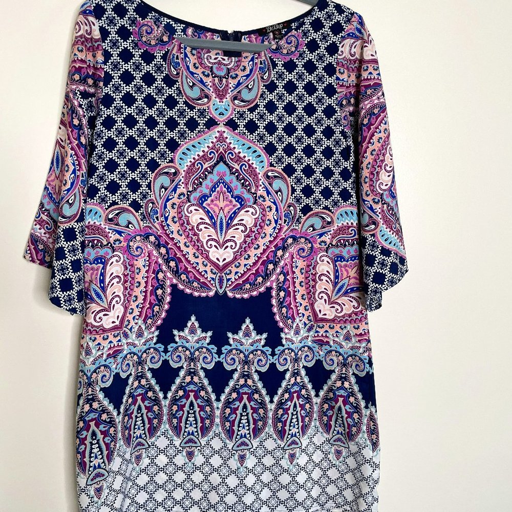 BeBop Colorful Casual Dress, Purple Blue, Size M